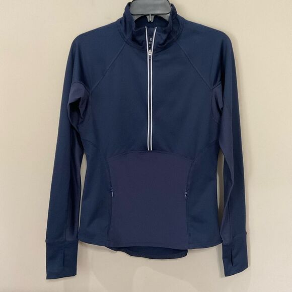 Athleta 1/2 Zip Pullover Navy Blue Tech Jacket Sz XS Active Athletic - Picture 1 of 7